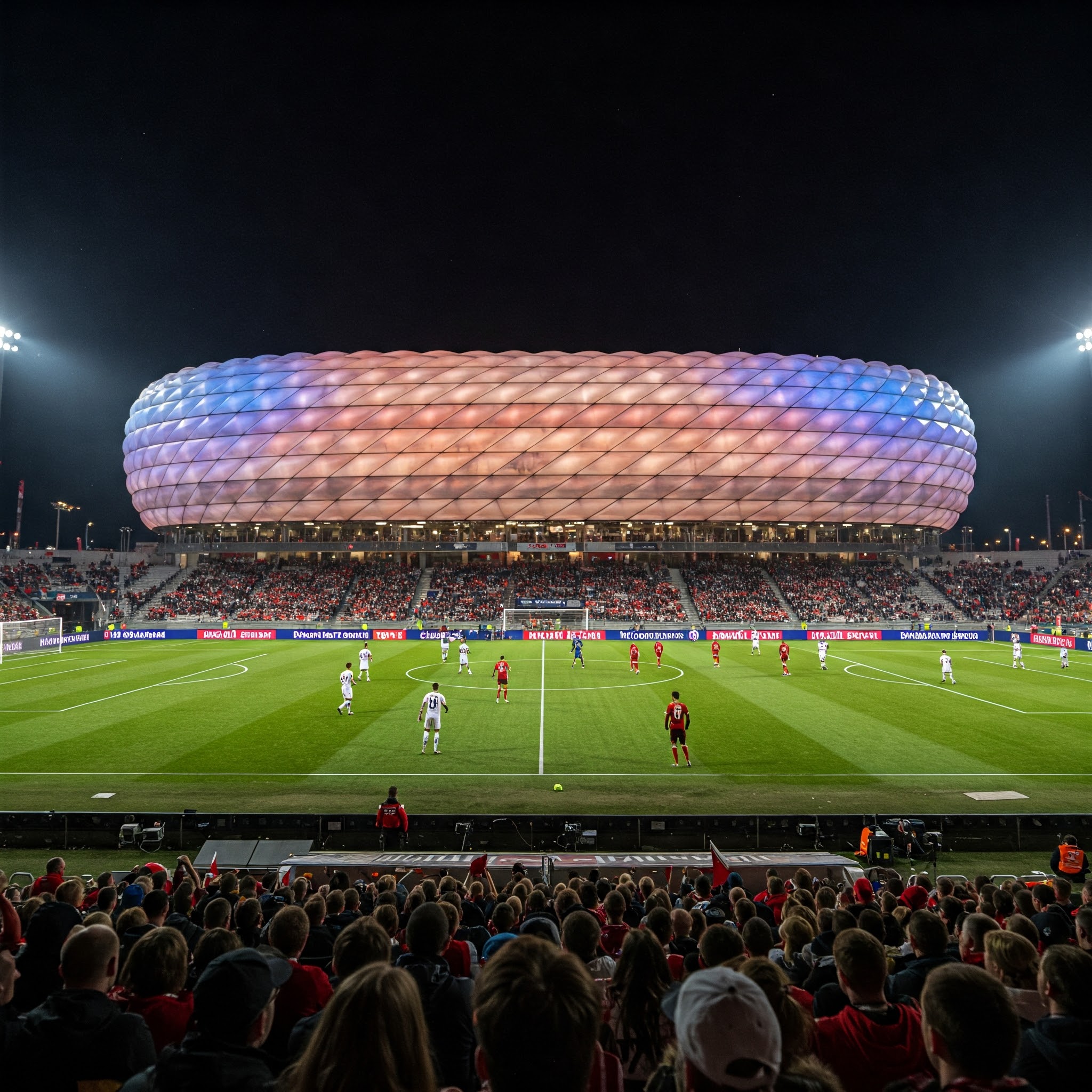 A Allianz Arena em Munique à noite.