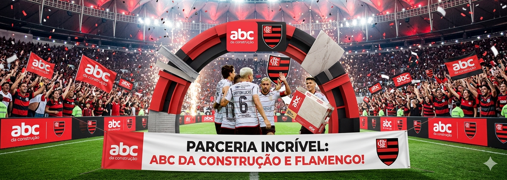 Imagem de patrocínio do Flamengo com a ABC da Construção